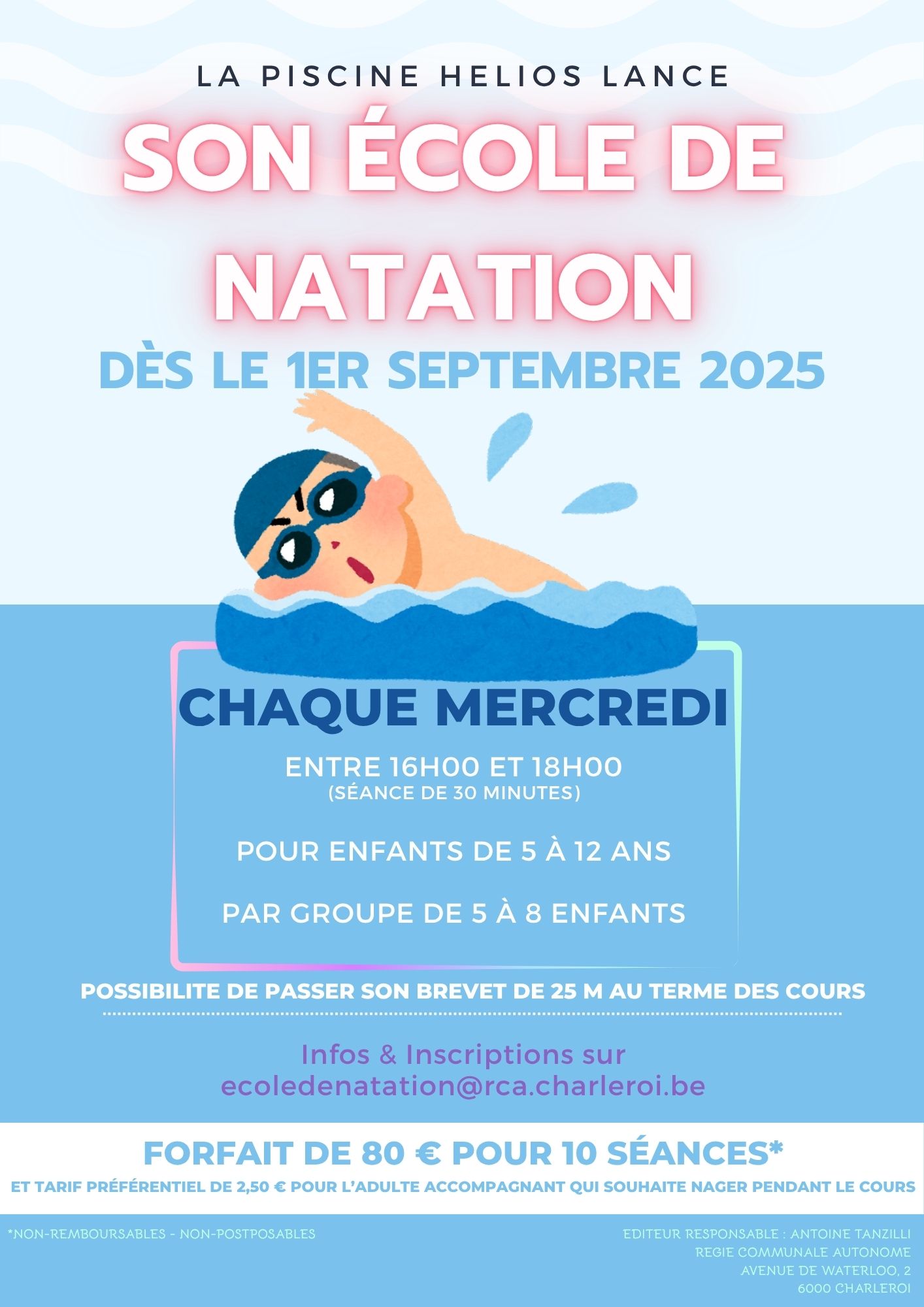 École de natation – Nouvelle session dès le 3 décembre !